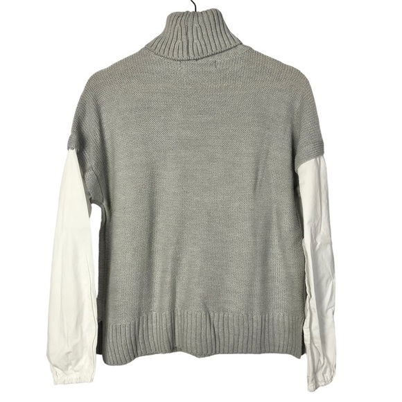 Sweet Halo Light Gray Cable Knit Mixed Media Turtleneck Sweater M - Picture 2 of 3